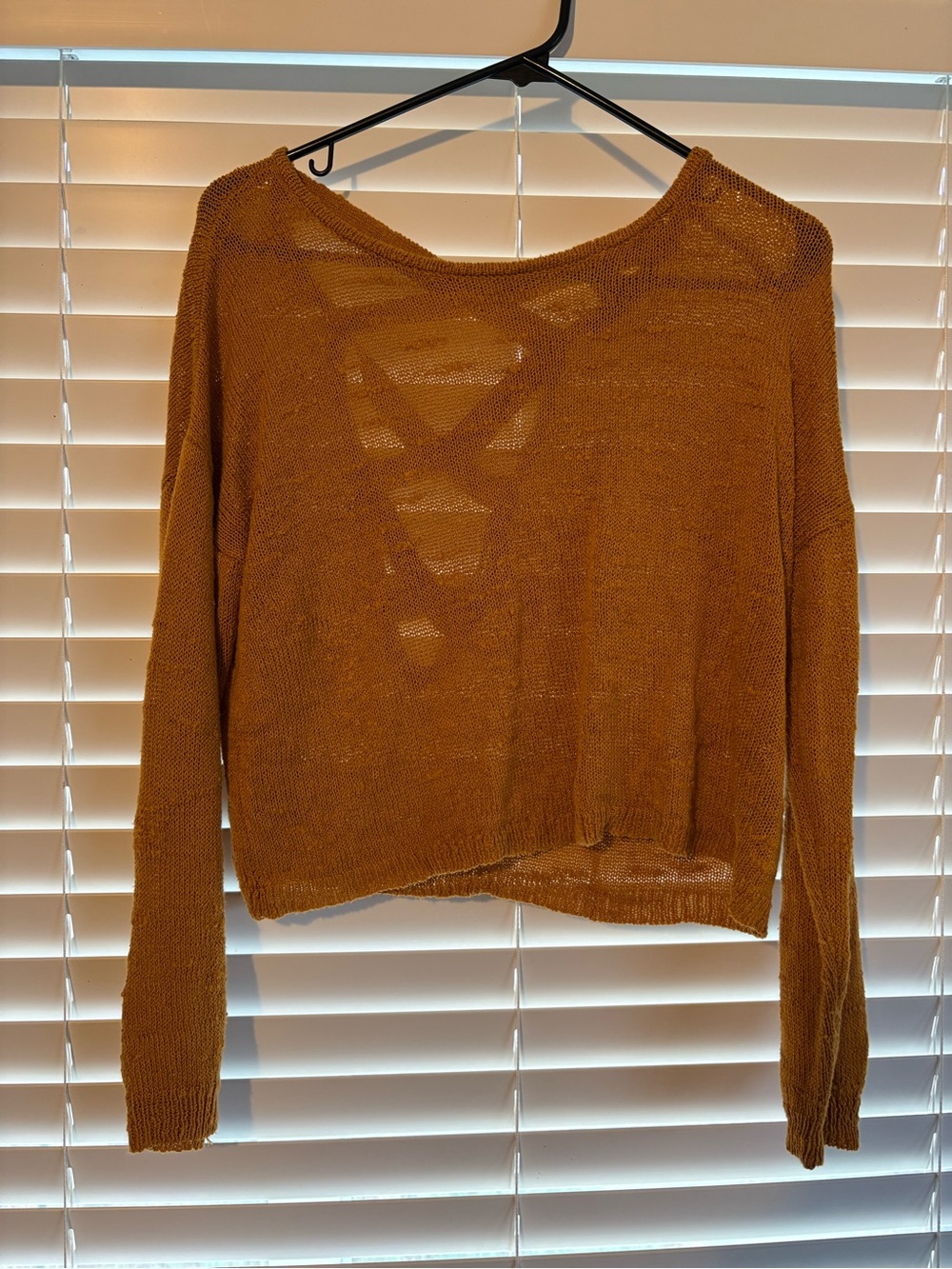 Forever 21 Off-Shoulder Open Knit Sweater in Mustard